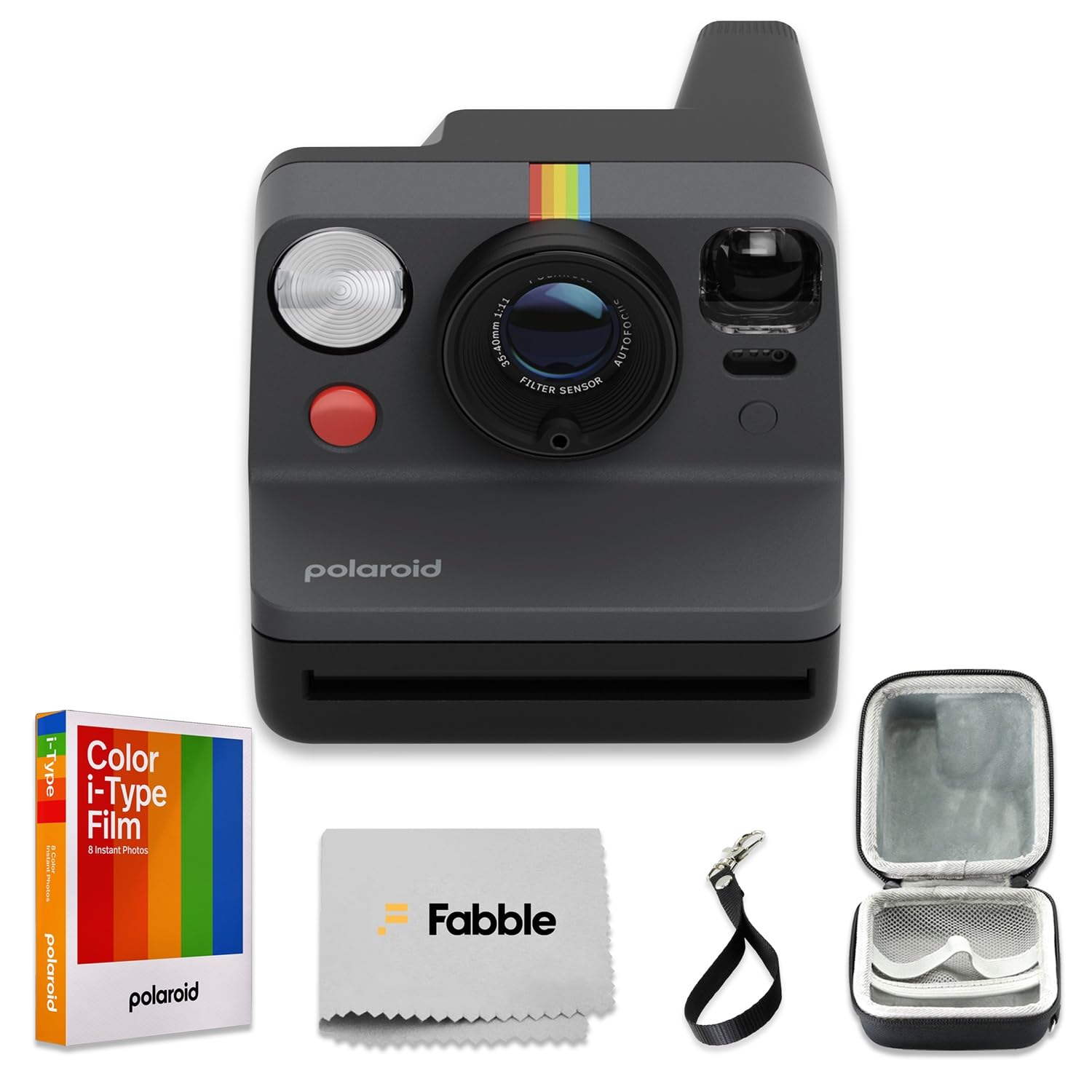 Polaroid Now Generation 3 I-Type Instant Camera (Black) Bundle with Color I-Type Film (8 Exposures), Hard Protective Case and Wrist Strap Black - Gen 3 Polaroid Now Generation 3