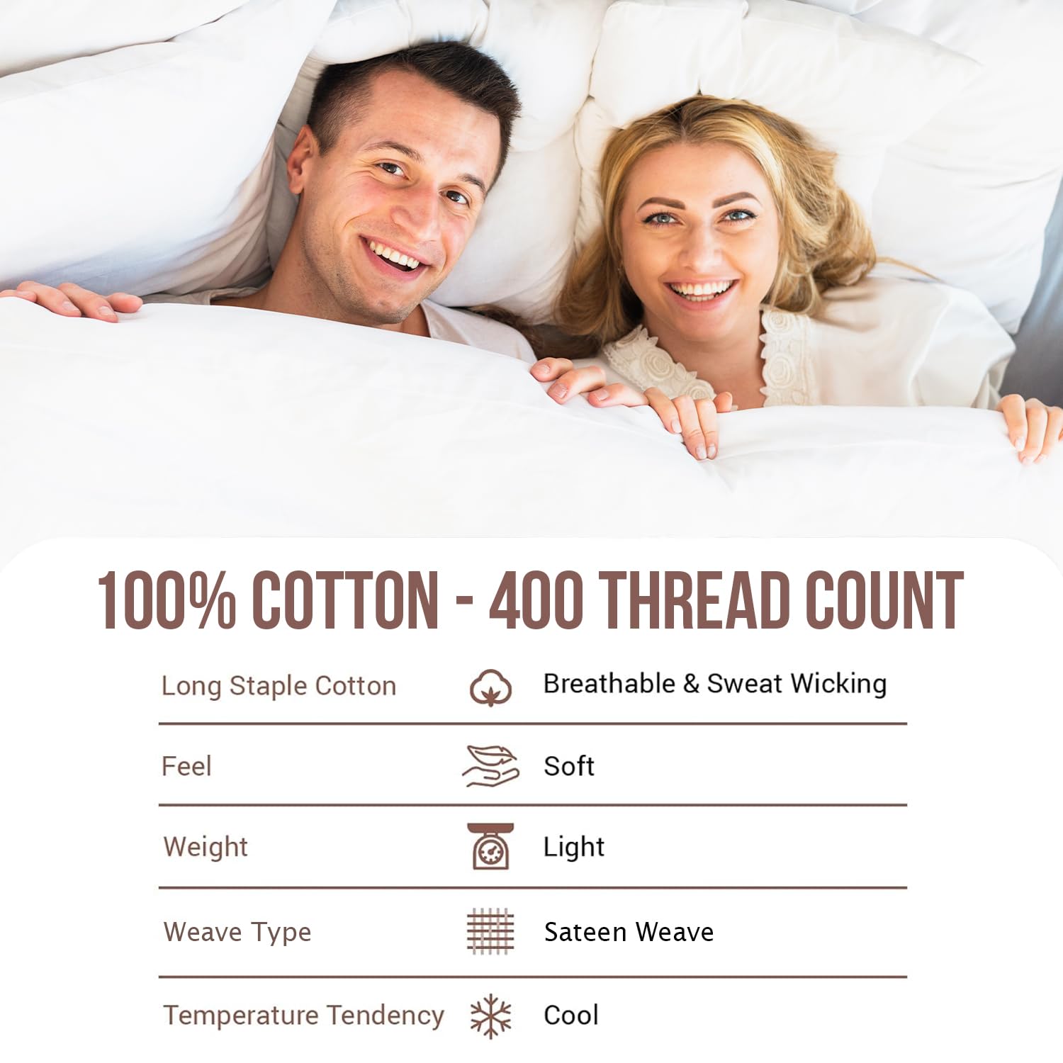 Cottonople Hotel Quality Sateen 2 Piece Single Bed Sheet Set (180x275cm) - Image 3