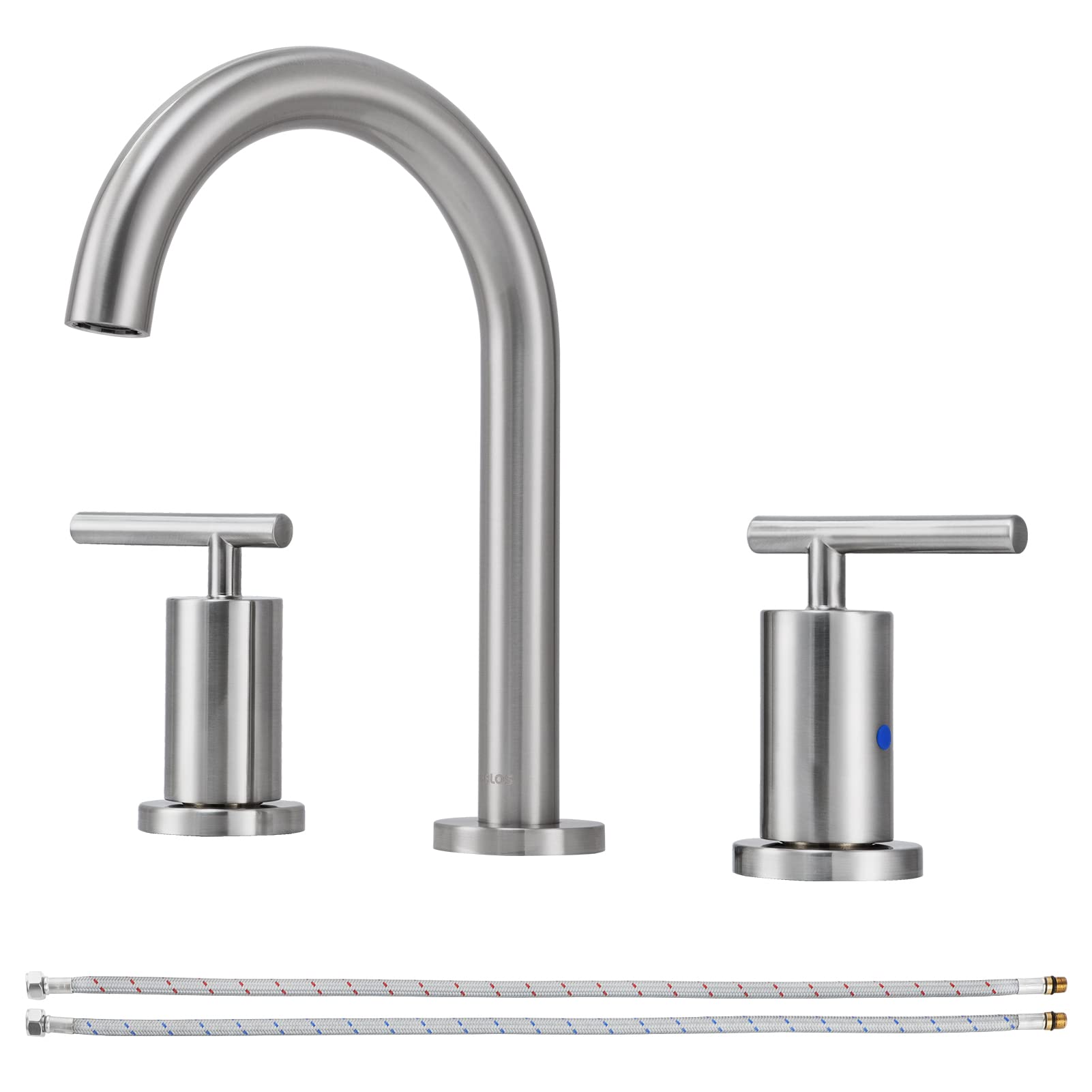 PARLOS 2-Handle Widespread 8 inch Bathroom Sink Faucet 3 Hole with cUPC Faucet Supply Lines Brushed Nickel 1
