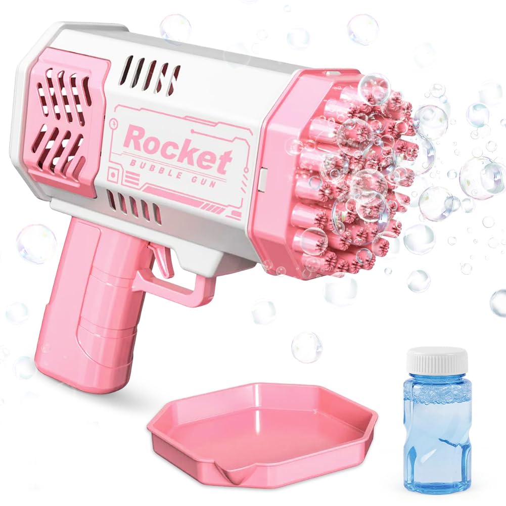Bubble Gun Machine, Bubble Maker, Bubble Machine with Colorful Light, Bubble Blaster Blowers, Outdoor Garden Party Games Toys, Gift for Boys Girls (Pink) — image 1
