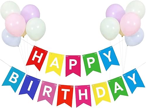 Miniatura 1 de Cartel de feliz cumpleaños negro, banderines de cumpleaños con 6 globos de confeti con purpurina dorada, suministros de decoración de fiesta de