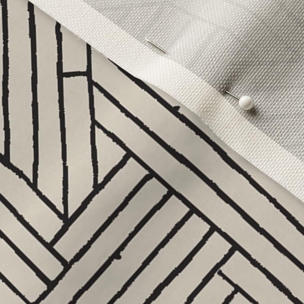 Spoonflower Fabric - Black Geometric Art Deco Lines Tiki Aloha Printed on Upholstery Velvet Fabric Fat Quarter - Upholstery Home Decor Bottomweight Apparel