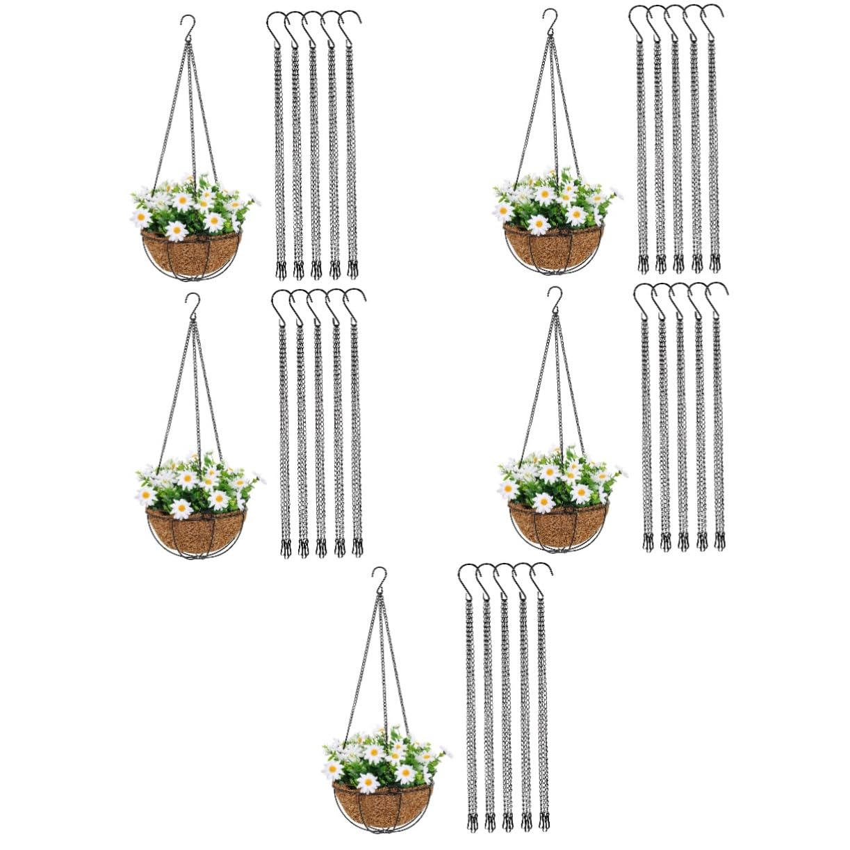 Abaodam 5 Ensembles Chaîne De Suspension Pour Pot De Fleurs Crochets Pour Plantes Suspendues Extenseur Pot De Fleurs Suspendu Chaînes De Suspension Pour s De Le Fer 5 Pièces * 5