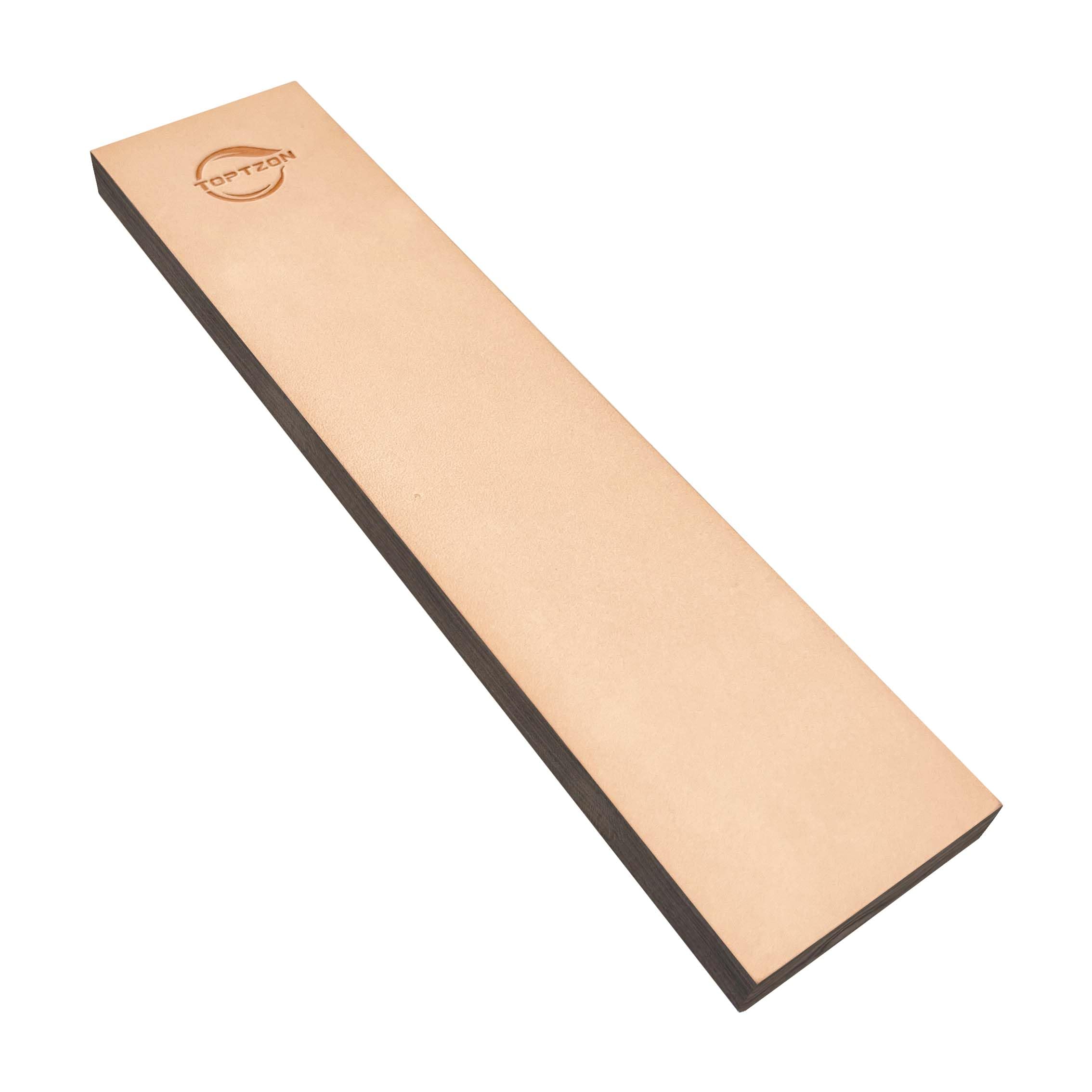 Genuine Walnut Real Leather Knife Sharpening Strop - Companion Stop for Knife Sharpener Kits - Leather Strop Paddle Knife Stropping Block for Sharpening & Honing Knives tools (Modern Walnut)