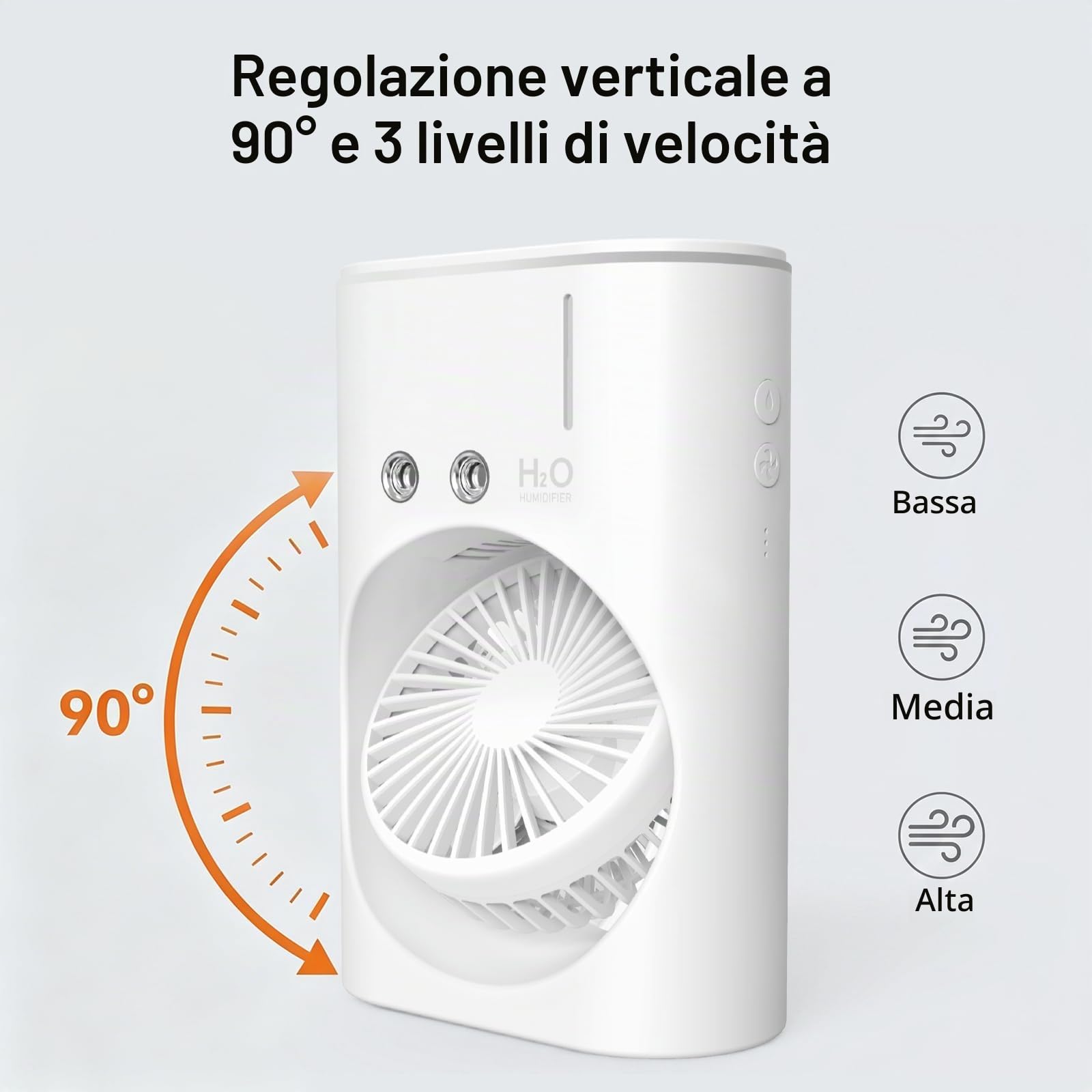 EXTRASTAR Ventilatore nebulosa di spruzzo, batteria USB, 3 velocità e 2 livelli di spruzzo, ventilatore da tavolo con luce RGB e serbatoio d'acqua da 280ml per l'estate, il campeggio e l'ufficio