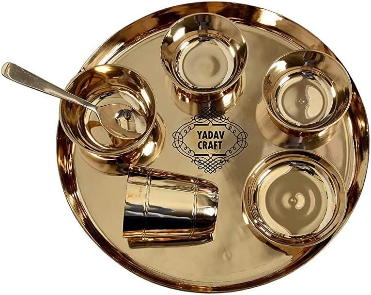 Janak Bronze (KANSA) THALI Dinner Set GARVI GUJARAT Golden Amazon