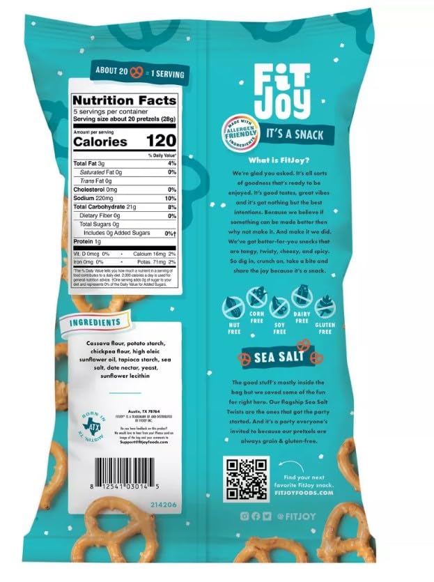 FitJoy Pretzel Twists Variety - Tangy Dijon Mustard, Sea Salt, Everything Bagel - Pack of 24 (0.5 Oz)