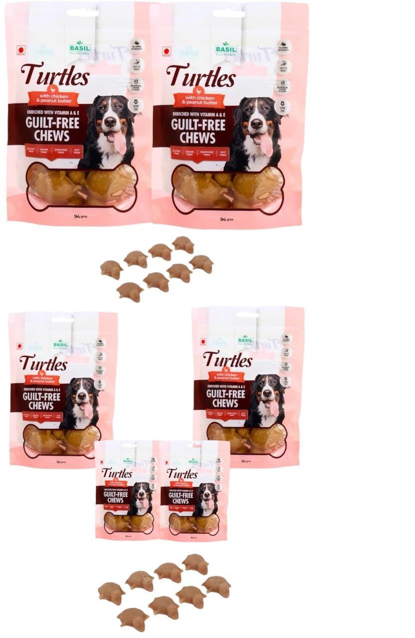Petapuppies Basil Gluten Free Turtle Treat for Dogs 94 gm in a Packet/Chew Dog Treat/Peanut Butter with Chicken for Dog/Treats for Puppy/Diet Treat for Pet/Snack for Pets (Pack of 6) (B0C6GYGXL4) Amazon Price History, Amazon Price Tracker