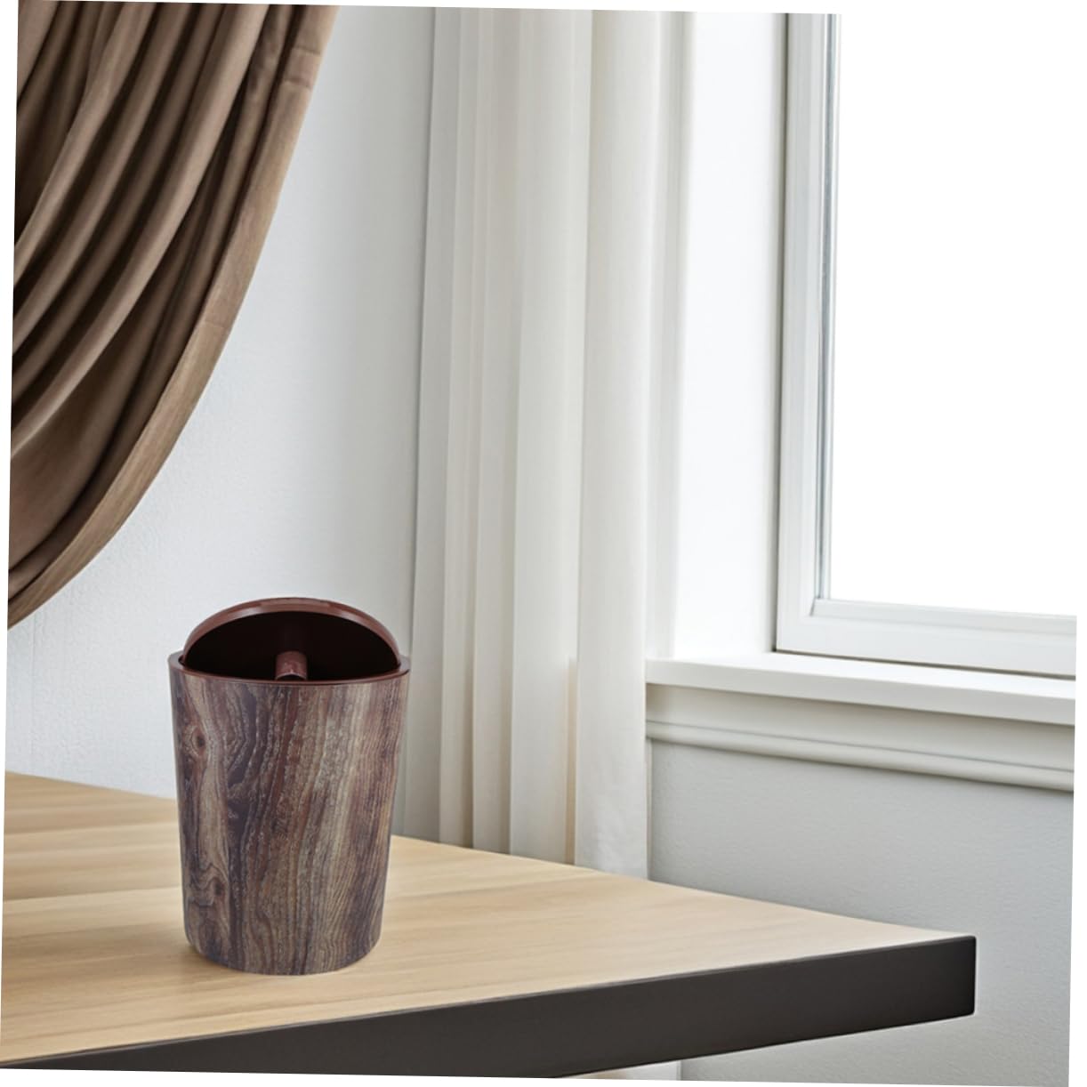PRETYZOOM Cestino per Spazzatura in Plastica Pp Venatura del Legno Stile Fattoria Grande Capacità Cestino per Carta Straccia per Casa Cucina Ufficio Bagno Camera da Letto