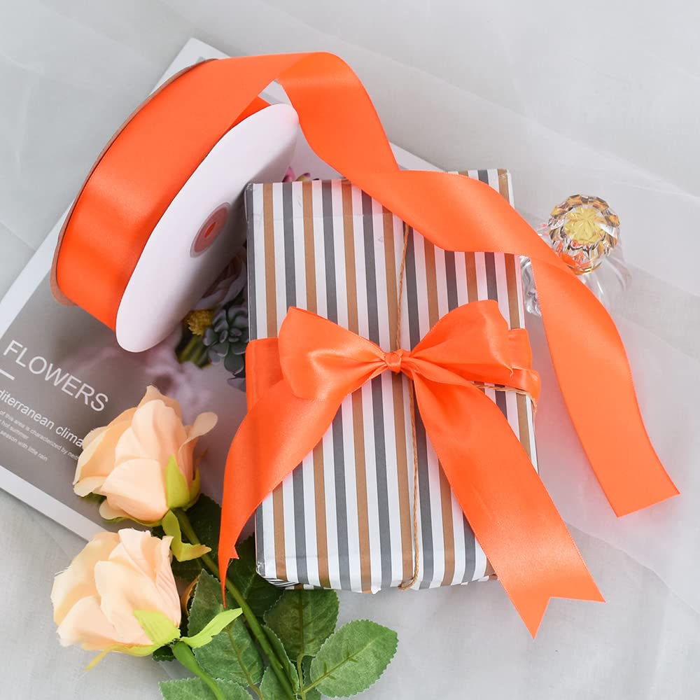 Nastro In Raso Da 10cm X 20m - Arancione Vivace Per Feste, Matrimoni, Halloween E DIY - Perfetto Per Decorazioni E Fiocchi - Foto 2