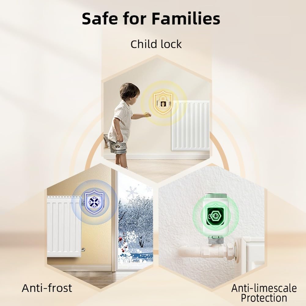 Smart for zigbee Valvola termostatica per radiatore con controllo app tuya, attuatore TRV per riscaldamento programmabile per risparmio energetico domestico, rilevamento apertura finestra, bianco