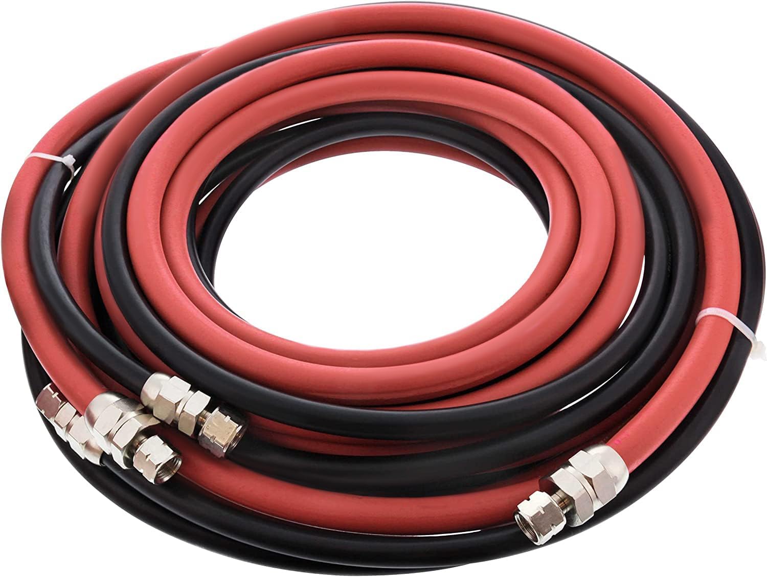 25 Foot Air and Fluid Hose Assembly Set with Fittings for Spray Guns