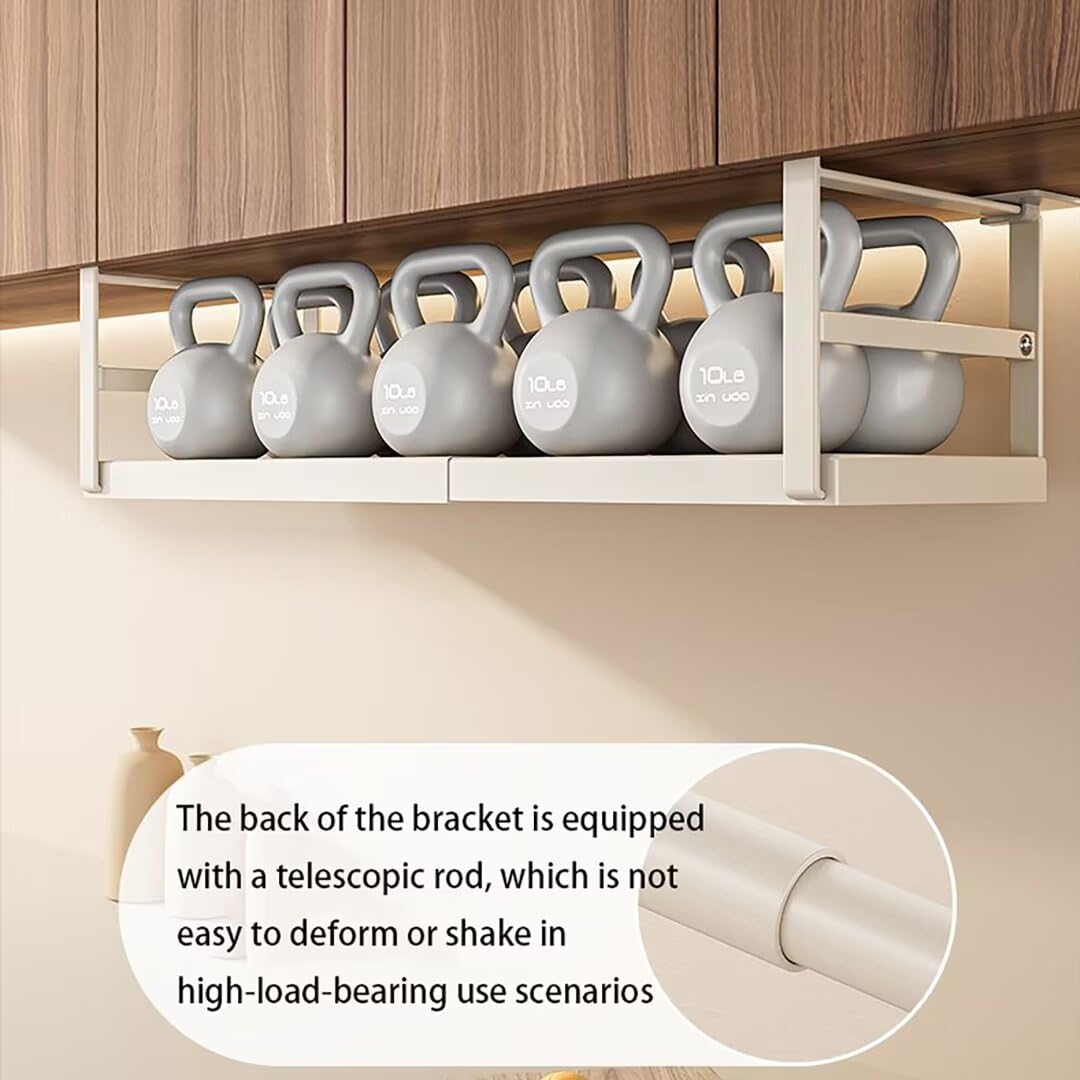 Cesta para debajo del estante – Cestas colgantes de metal para cocina, baño, oficina, armarios y cabina – Ahorro de espacio en blanco