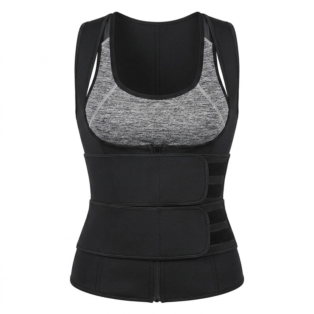 ARCSUN Faja Reductora Unisex Cremallera y Doble Cinturón Sudoración