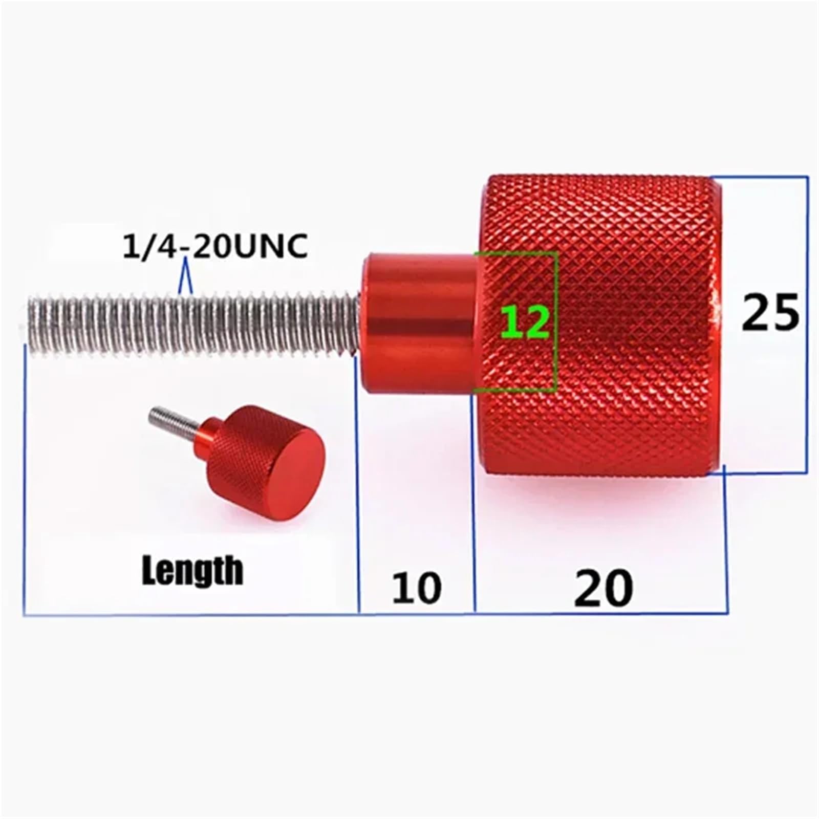 Tornillos Moleteados Tornillos moleteados UNC 1/4-20 * 6mm~60mm, pomo de aluminio con rosca acero inoxidable para máquinas(Black,5PCS_1I4-20X50MM)