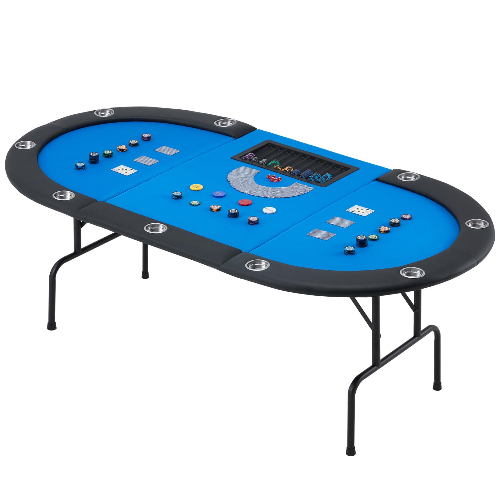 AVAWING Pokertisch Klappbar 9 Spieler, Getränkehalter Edelstahl