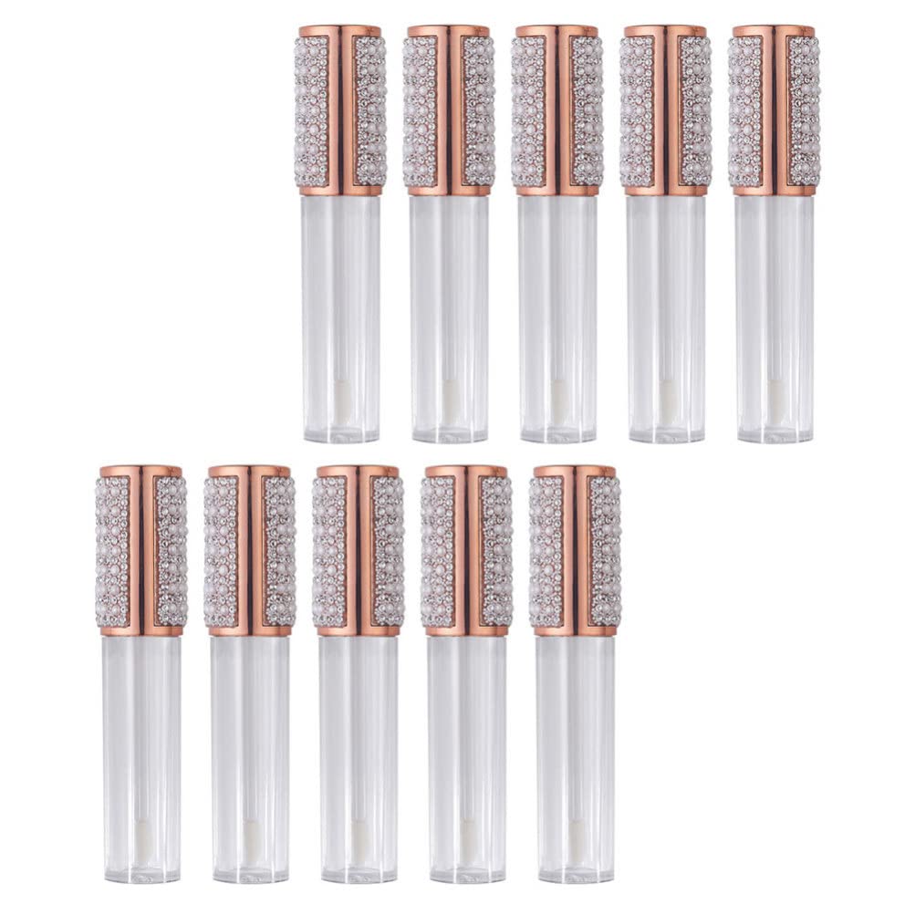 Tubo de Brillo de Labios Recargable de Vidrio 5ml, 10 Piezas | Brillo Labial y Líquido de Tinte, Uso DIY y Creaciones Artísticas, Formato Compacto Fácil de Llevar