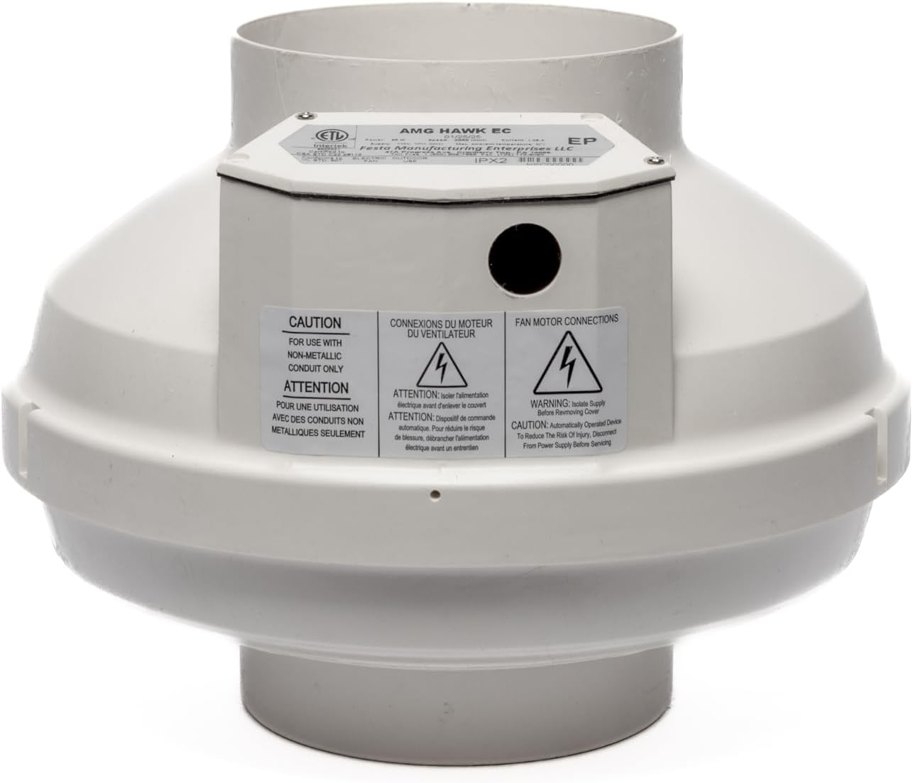 Festa AMG Hawk EC Radon Fan - Quiet and Energy Efficient Radon Mitigation Inline Fans - Electronically Commutated Motor- High Performance Inline 6" Duct Fan