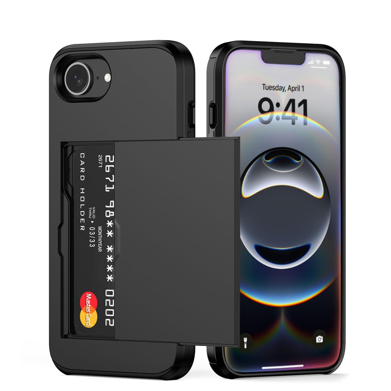Eitsevn for iPhone 17e / 16e ケース カード入れ 手帳型 アイフォン17E 16E ケース カード収納 背面 米軍MIL規格 耐衝撃 スマホケース iphone17e / 16e 携帯ケース 落下防止 全面保護 指紋防止 画面レンズ保護 マット質 カバー 携帯ケース いphone16E/17E 6.1インチ ブラック