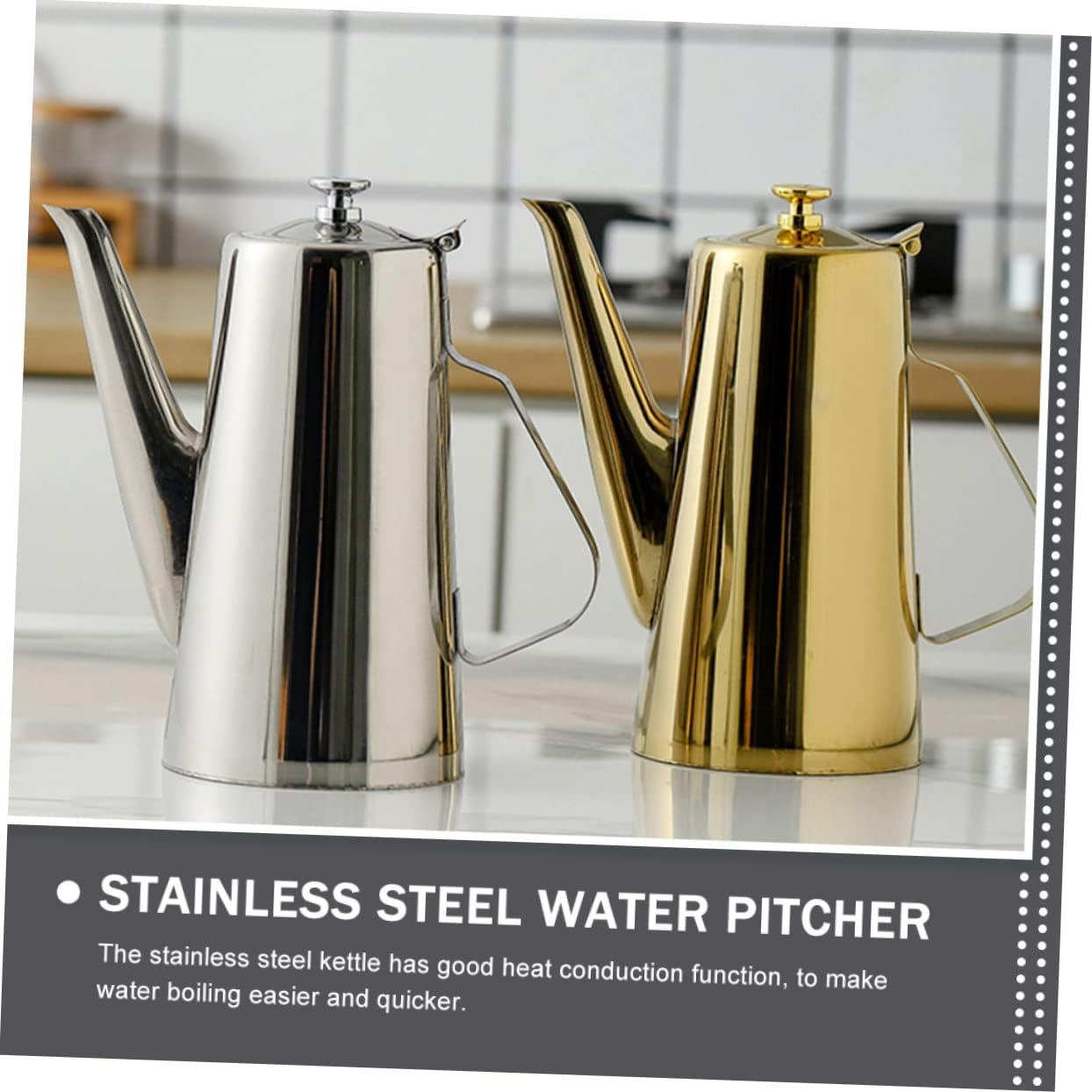 Oil Strainer Stainless Steel Oil Pot Dispenser Bottle Grease Storage Can Vinegar Dispenser Kettle with Fine Mesh Cold Water Pitcher for Home Kitchen Golden