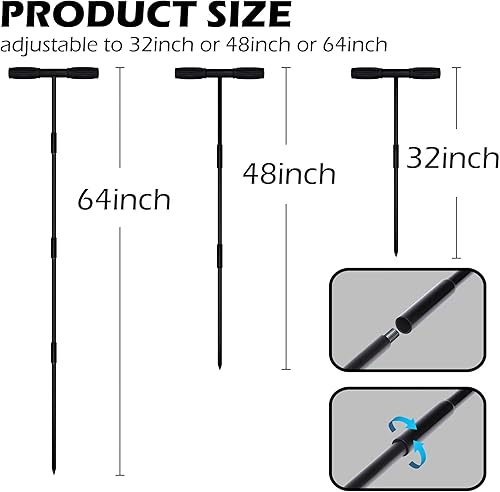 Miniatura 2 de Sfcddtlg Varilla de sonda de suelo de metal de 64 pulgadas, sonda de muestra de suelo ajustable, localizador de tanque séptico con mango en T para