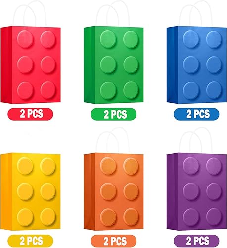 Vista 15 de YOTNUS Bloque de construcción, bolsas de regalo con papel de seda, pequeñas bolsas de regalo con asas, para bloques de construcción, suministros