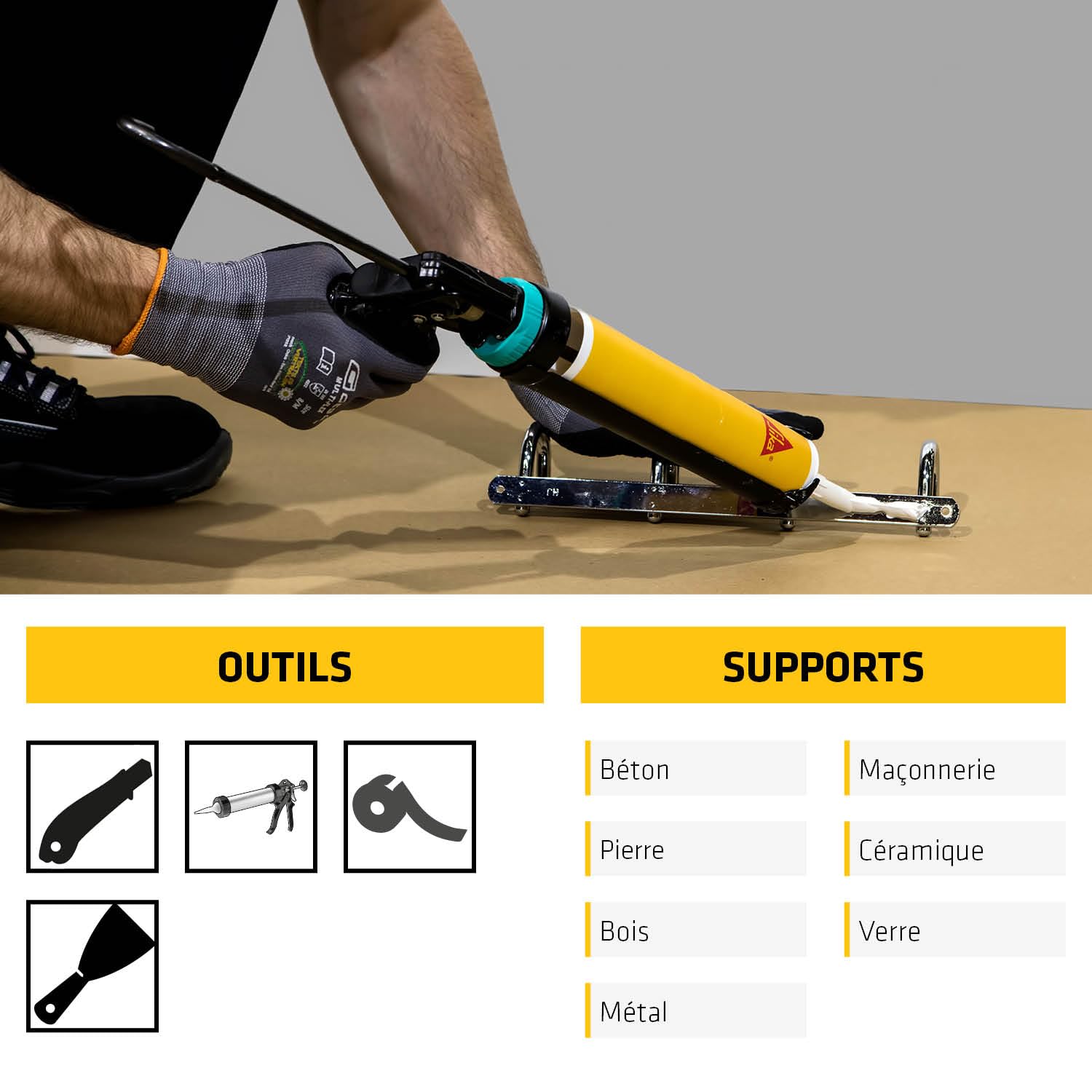 SIKA - Lot de Mastic, joint et colle multi-usages multi-supports - Sikaflex 11 FC Purform - Intérieur et extérieur - Lot de 3 cartouches Noires de 300ml + 3 cartouches Blanches de 300ml
