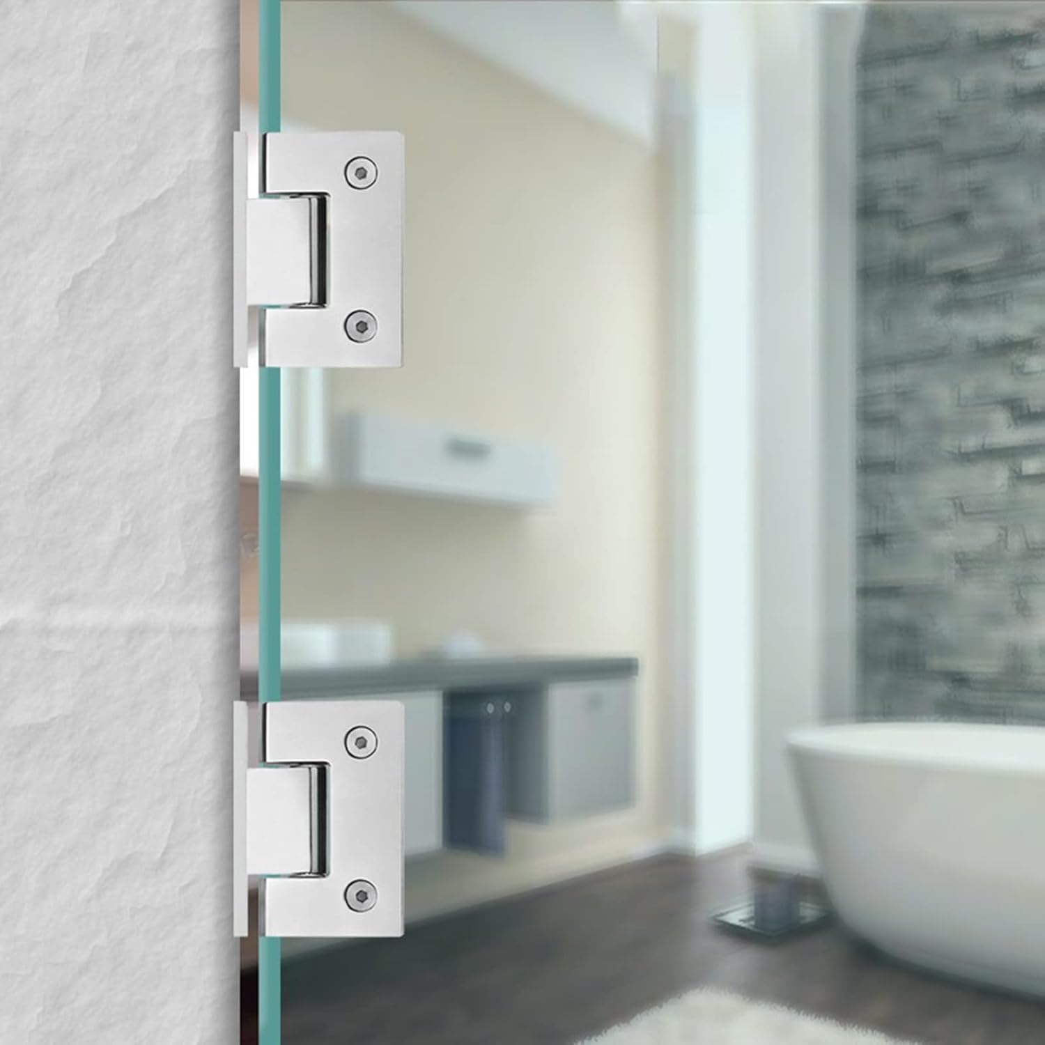 Door hinge,pivot hinges,Glass Shower Doors Hinge,Glass Door Hinges, Heavy Duty Bathroom Clamp, 1PC Brushed Stainless Steel Frameless Glass Door Hinge, Bathroom Clamp Bathroom Folding Glass Clip Hardwa