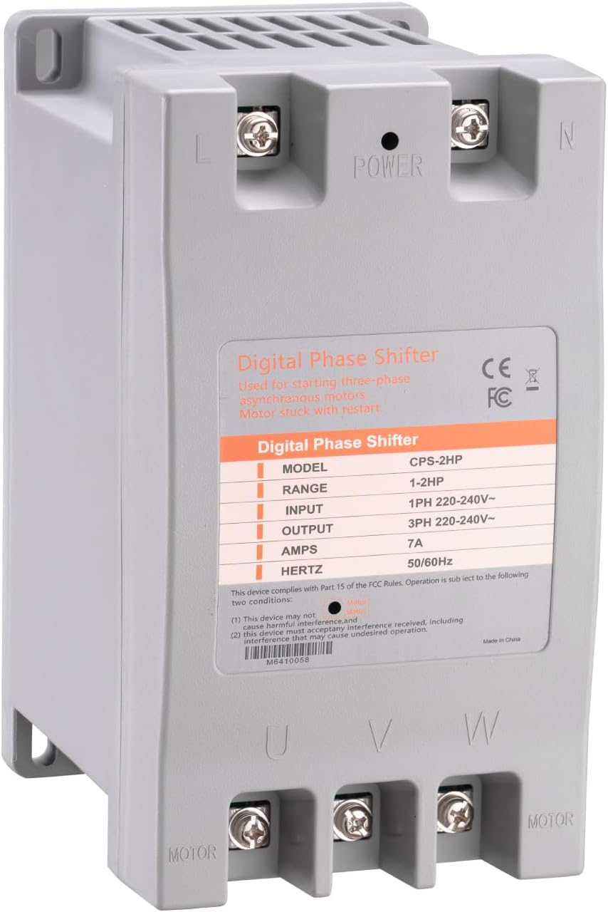 Single Phase to 3 Phase Converter，10HP 220V 3 Phase Converter，220V-240V Input/Output Digital Phase Shift for 10HP Motor