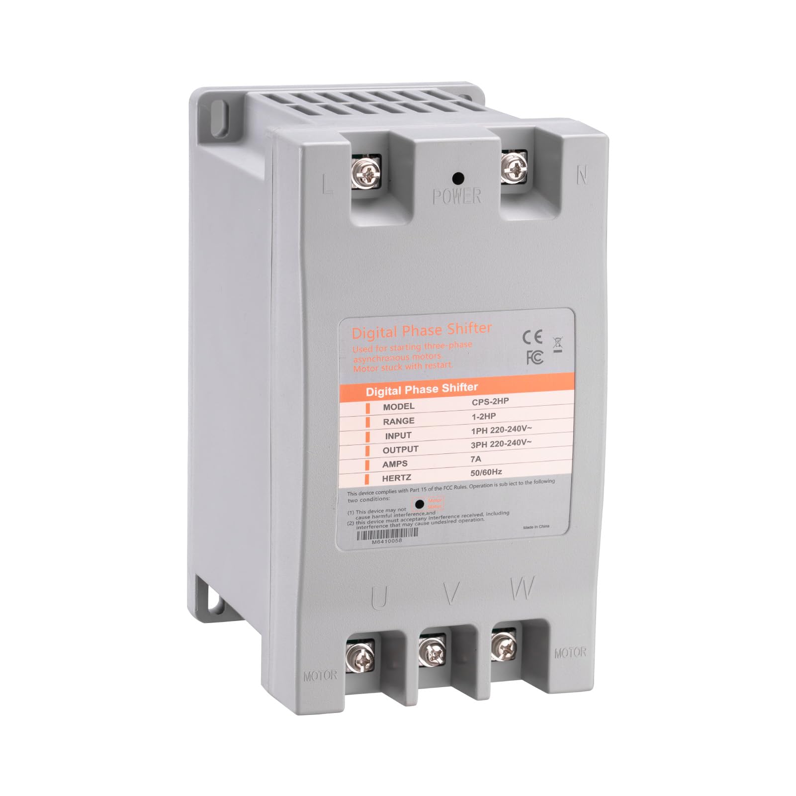 Single Phase to 3 Phase Converter，2HP 220V 3 Phase Converter，220V-240V Input/Output Digital Phase Shift for 2HP Motor