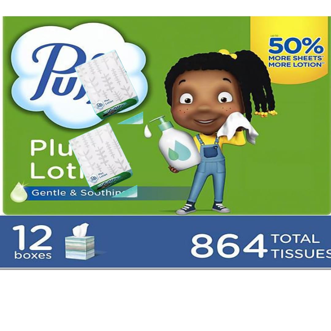 Lotion Facial Tissues, 2-Ply, 12 Cube Boxes, 72 Tissues per Box (12 Count(1 Pack))