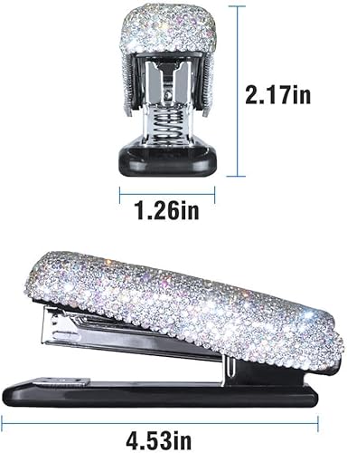 Miniatura 4 de Grapadora y dispensador de cinta y soporte para lápices, tarjetas de nombre de negocios, decorativas, brillantes, cristal, de lujo, hecho a mano,