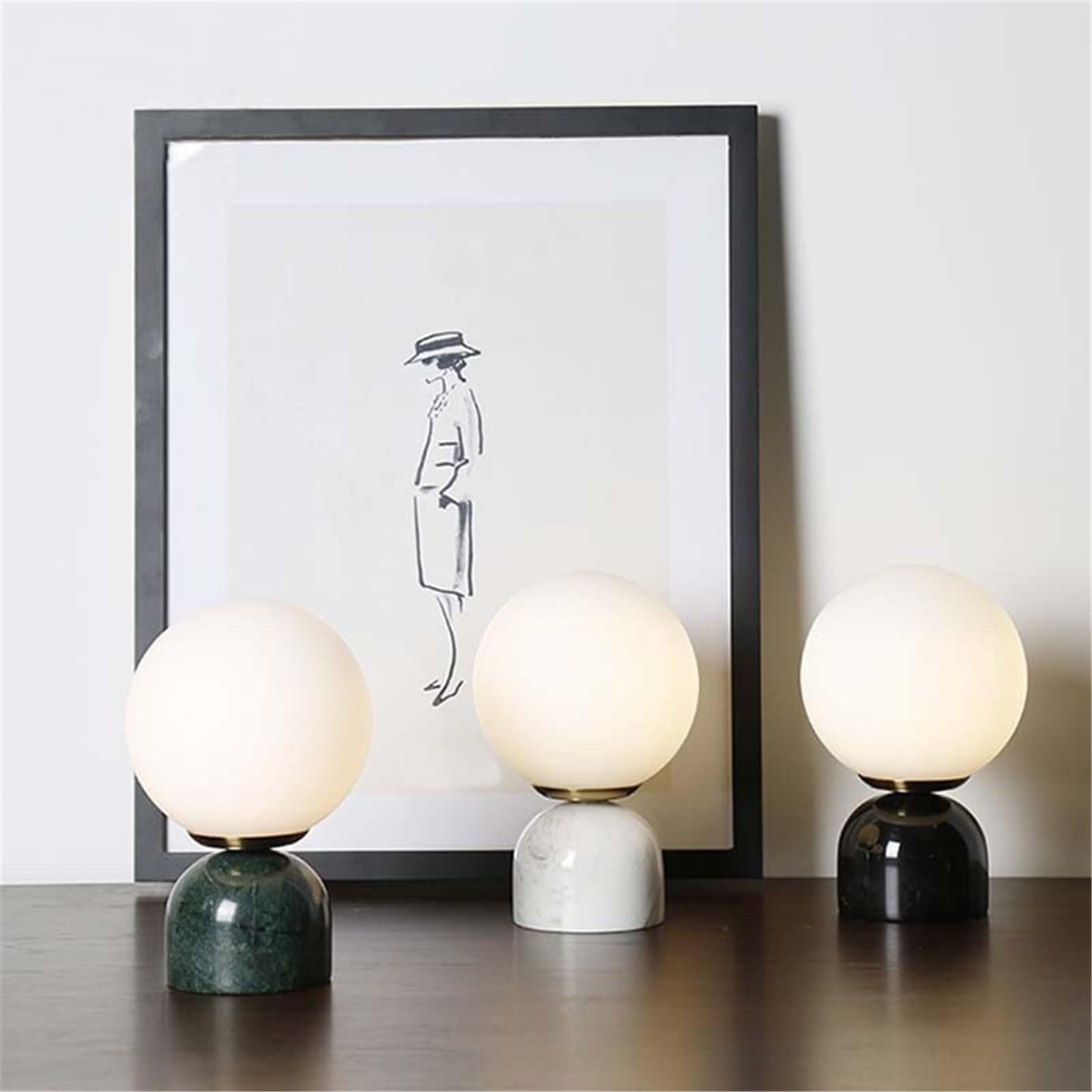 Affascinante Lampada da tavolo in marmo, decorazione for camera da letto, comodino e studio Arredamento per la casa(Nero)