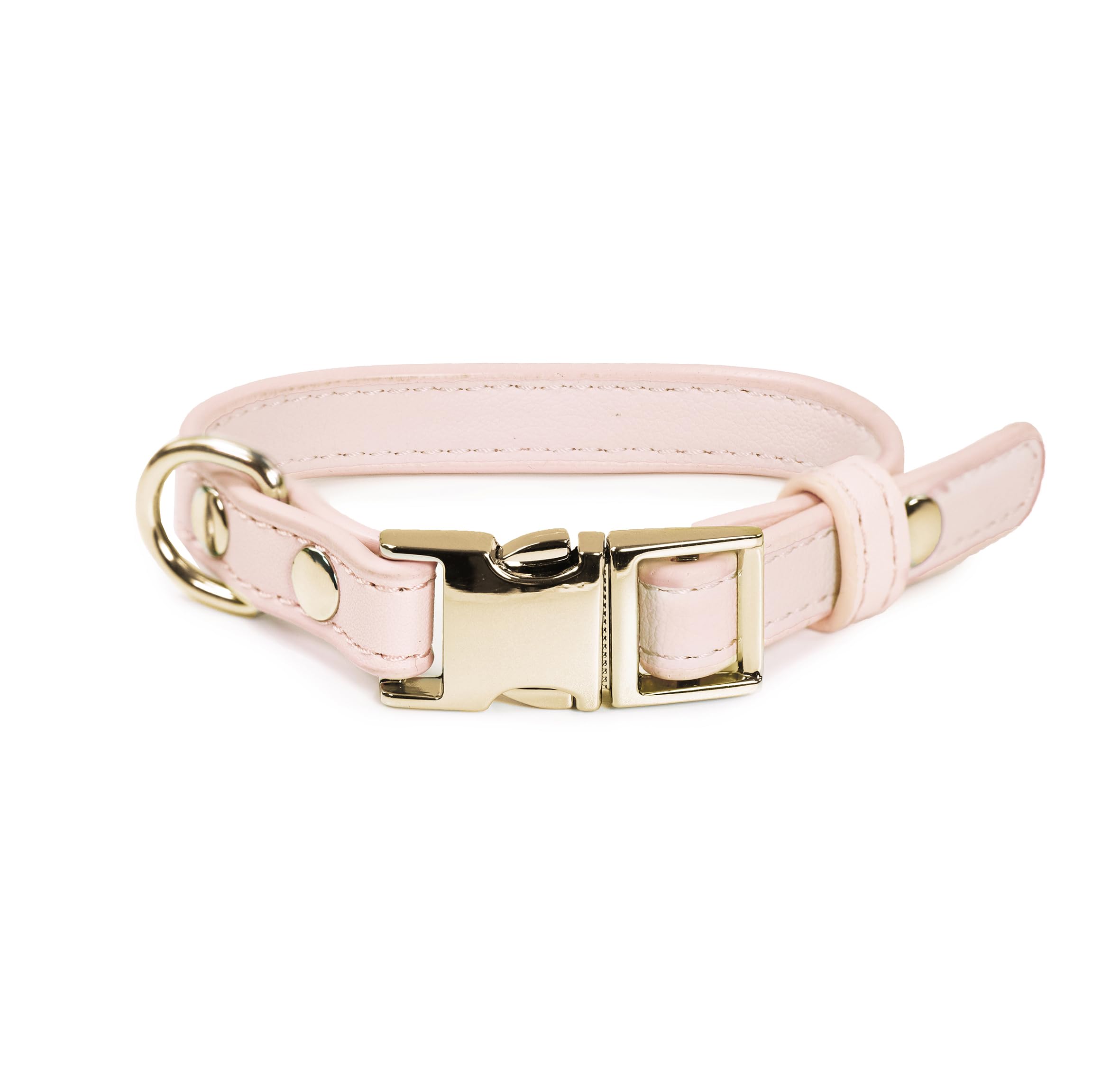 Record - London Dog Collar - Made of Faux Leather - With Metal Buckle and Metal Hook Ring - Size XS - 1.5cm - Circumference 28-38cm - Pink