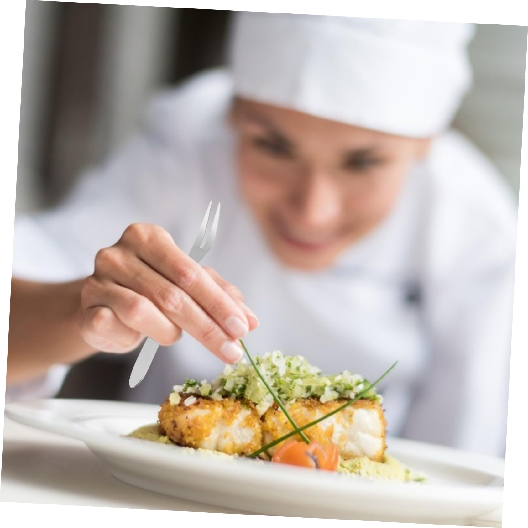 Plato Para Caracoles y Ostras De Acero Inoxidable Pequeño Resistente a Altas Temperaturas Para Restaurantes y Uso Doméstico Con Tenedor De Dos Dientes