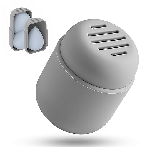 Miniatura 1 de BEZOX Soporte para esponja de maquillaje, estuche de esponja de belleza de silicona con diseño de ventilación de doble cara para un secado rápido,