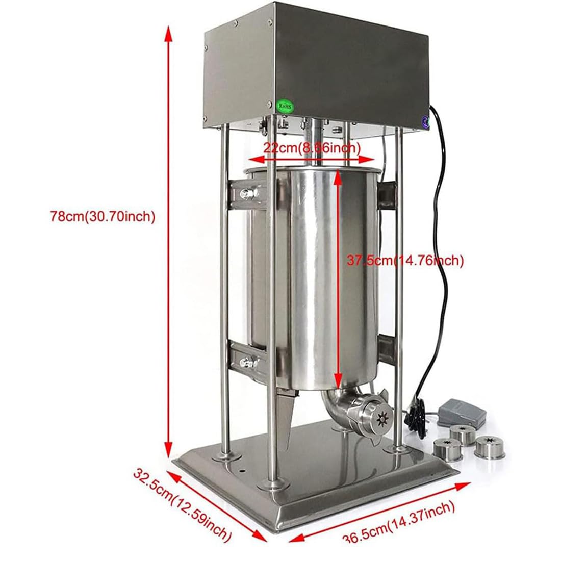 Macchina per Churros elettrica Verticale per Uso Commerciale con Serbatoio da 15 Litri, Macchina per Churros Spagnola Verticale in Acciaio Inox con 5 ugelli, per ristoranti,