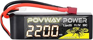 3S 2200mAh LiPo Battery POVWAY 11.1 V 50C RC Battery with T Plug Compatible RC Airplane, RC Helicopter,Drone ect.