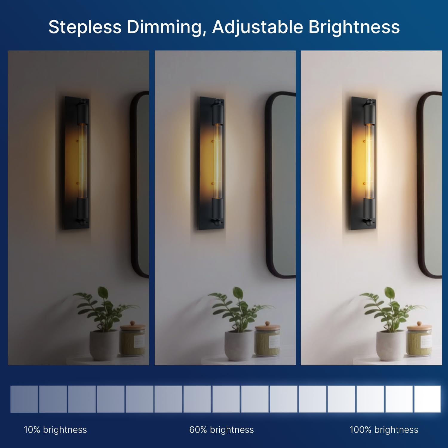 FLSNT Black Wall Sconce, Dimmable Bathroom Vanity Light with 2700K Soft White LED, Modern Bathroom Lighting for Mirror, Bedroom Sconce, Hallway & Living Room Lamp