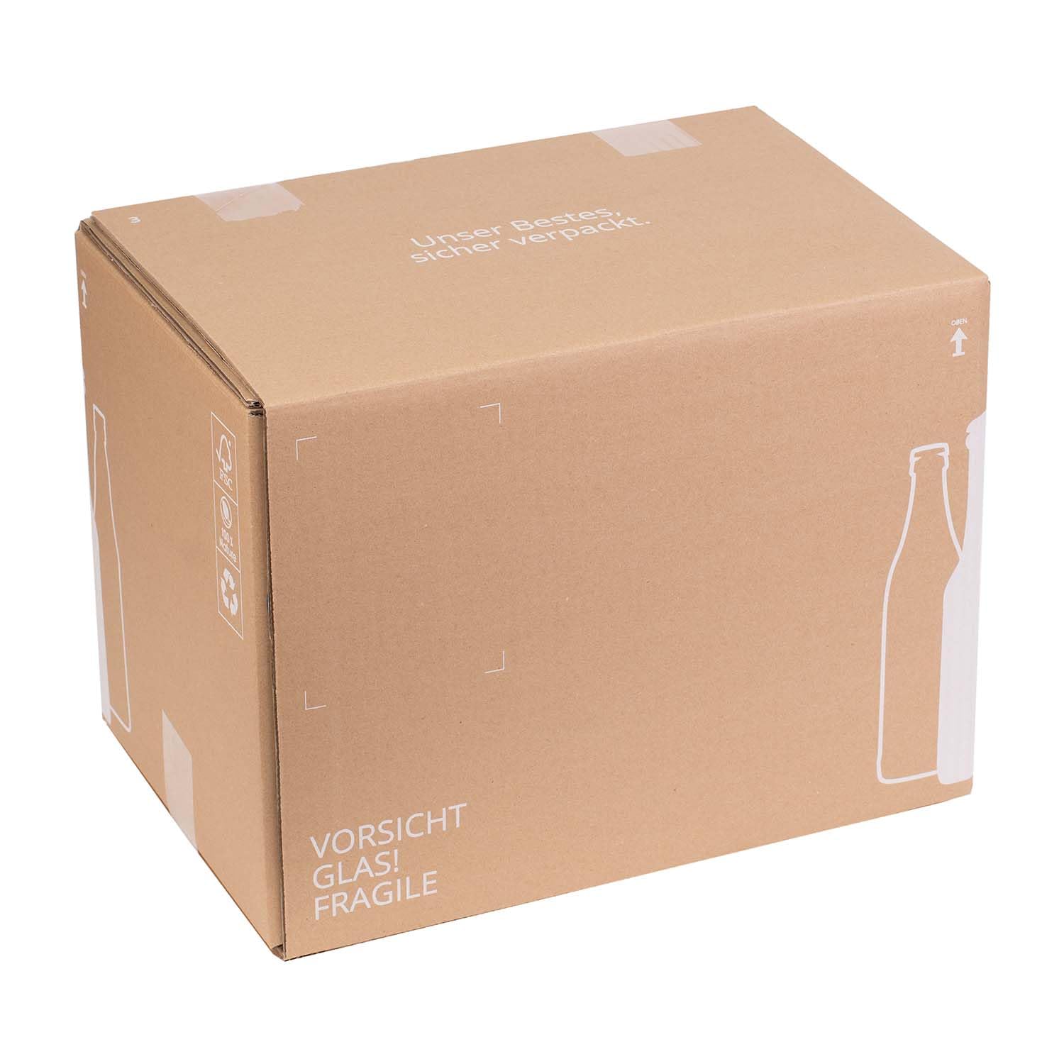 smiley pack Flaschenversandkarton Bier 0,5 Liter für 12 Flaschen inklusive Einlage PTZ zertifiziert für Versand mit DHL DPD Bierflaschen Bierversandkarton Bierkarton Bierverpackung (20)
