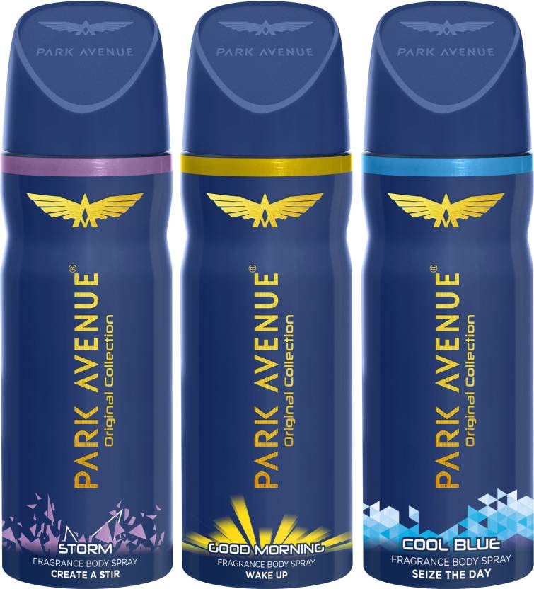 PARK AVENUE Original Collection Storm, Cool Blue and Good Morning Deodorant Spray - For Men (Combo Pack 2 + 1 Free, 150 ml each) (300 ml, Pack of 3)-picture-24