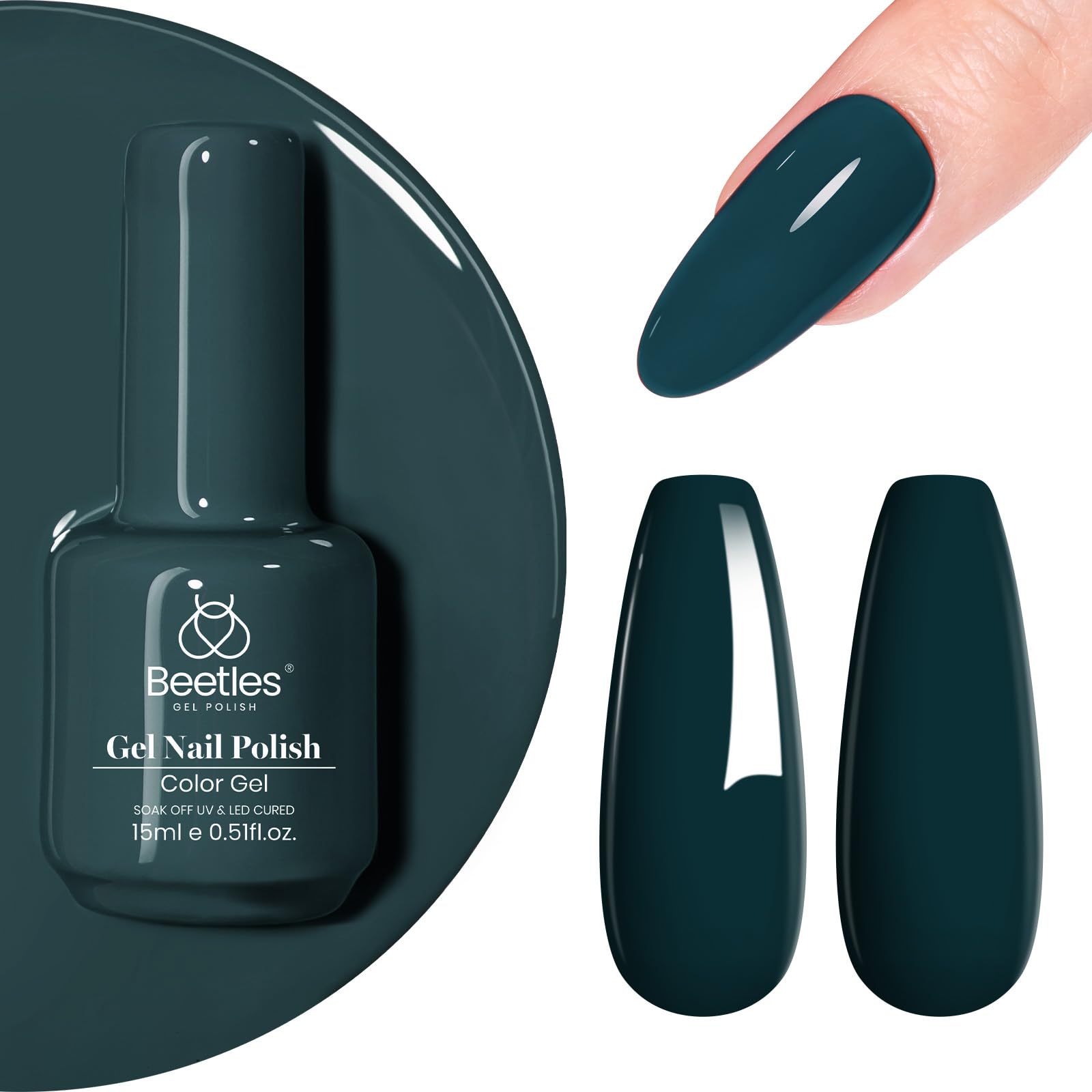 beetles Gel Polish Dark Teal 15ml Nail Polish | Soak Off UV Lamp Cured - main product image
