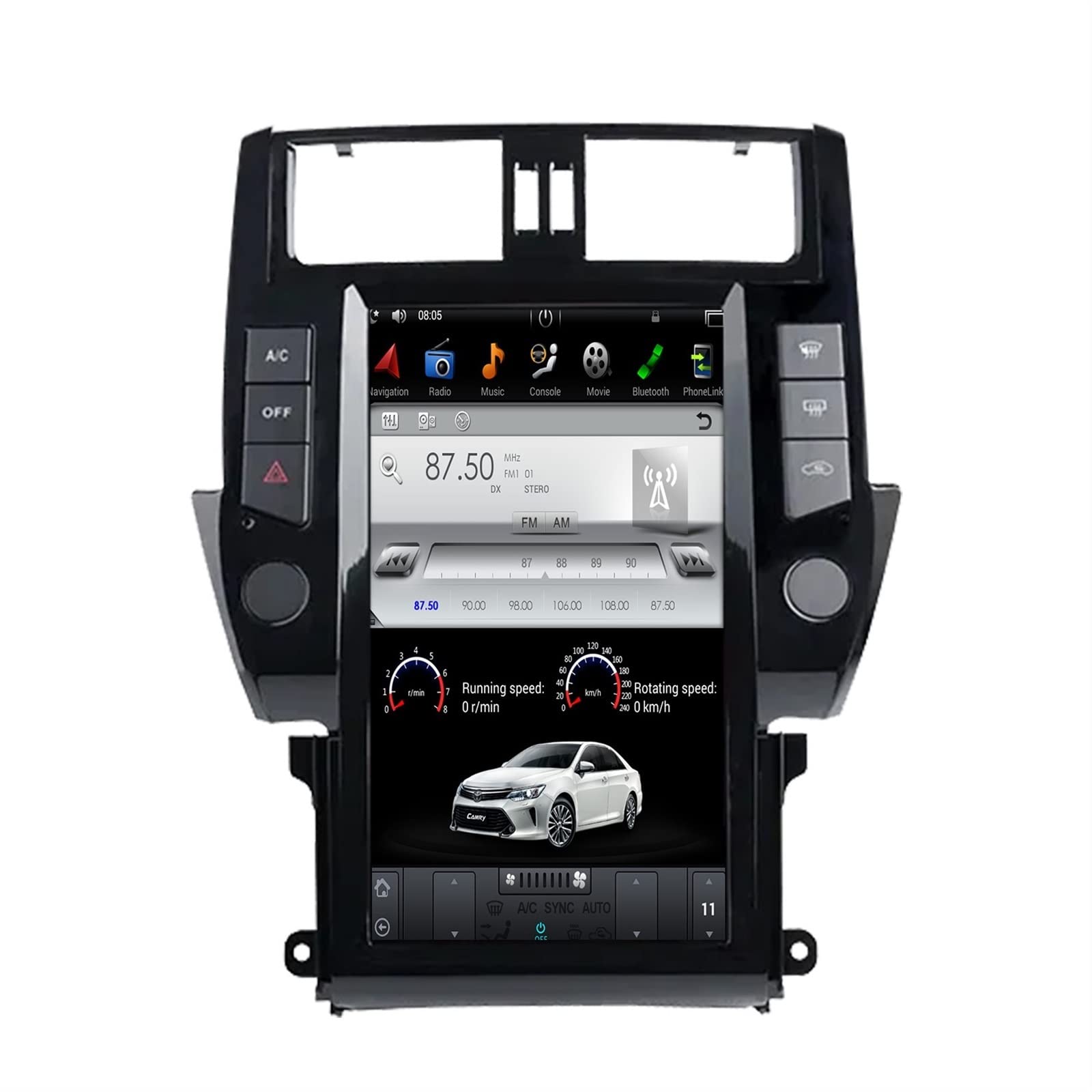 Android GPS navigation WIFI Bluetooth player multi-touch fast refresh Carplay for 2008-2015 Toyota Kooloozer (Size : 6+128G(N-JH))