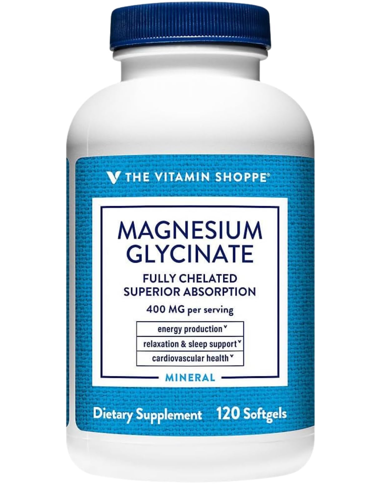 The Vitamin Shoppe Brand Magnesium Glycinate 400 mg, 120 Softgels 30 Servings Softgels