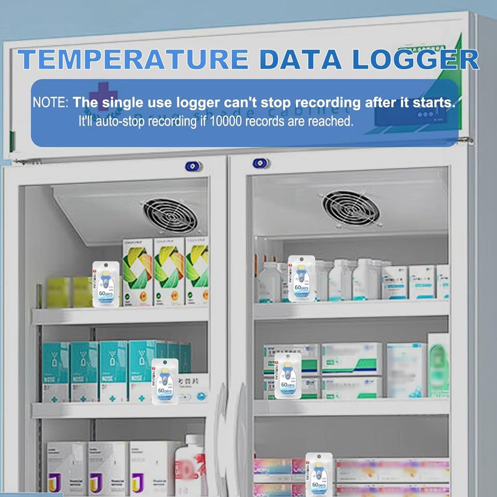 Registrador de Datos de Temperatura USB Desechable PDF Registrador de Temperatura Termómetro Registrador TempU02 60 Días para Cadena de Frío 1 Paquete