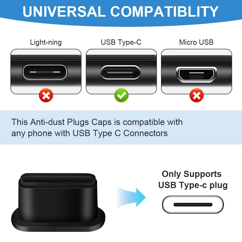 AzureRay USB-C Schutzkappen 10 Stück - Silikon Staubschutz Für Smartphone & Laptop