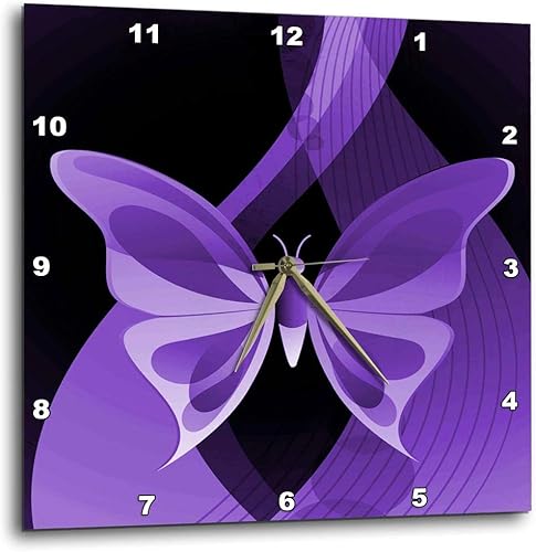 3dRose DPP_101431_1 - Reloj de pared con diseño de mariposa en un fondo abstracto, 10.0 x 10.0 in