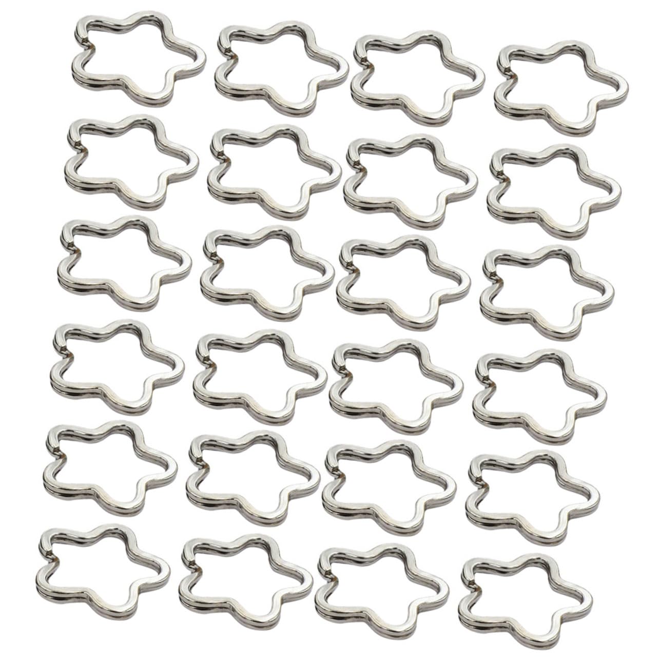 Metallo Argento Anelli Portachiavi a Fiore, 80 Pezzi