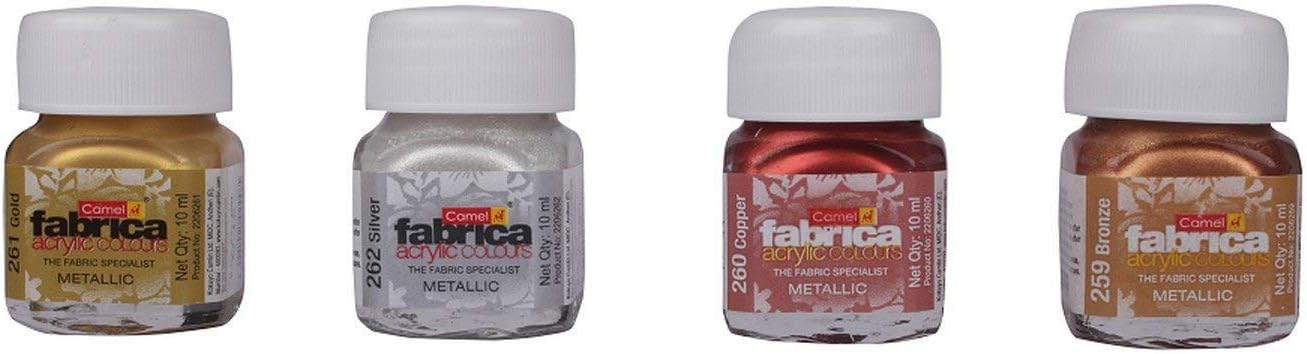 Camlin Kokuyo Fabrica Acrylic Metallic Color - 10ml Each, 4 Shades