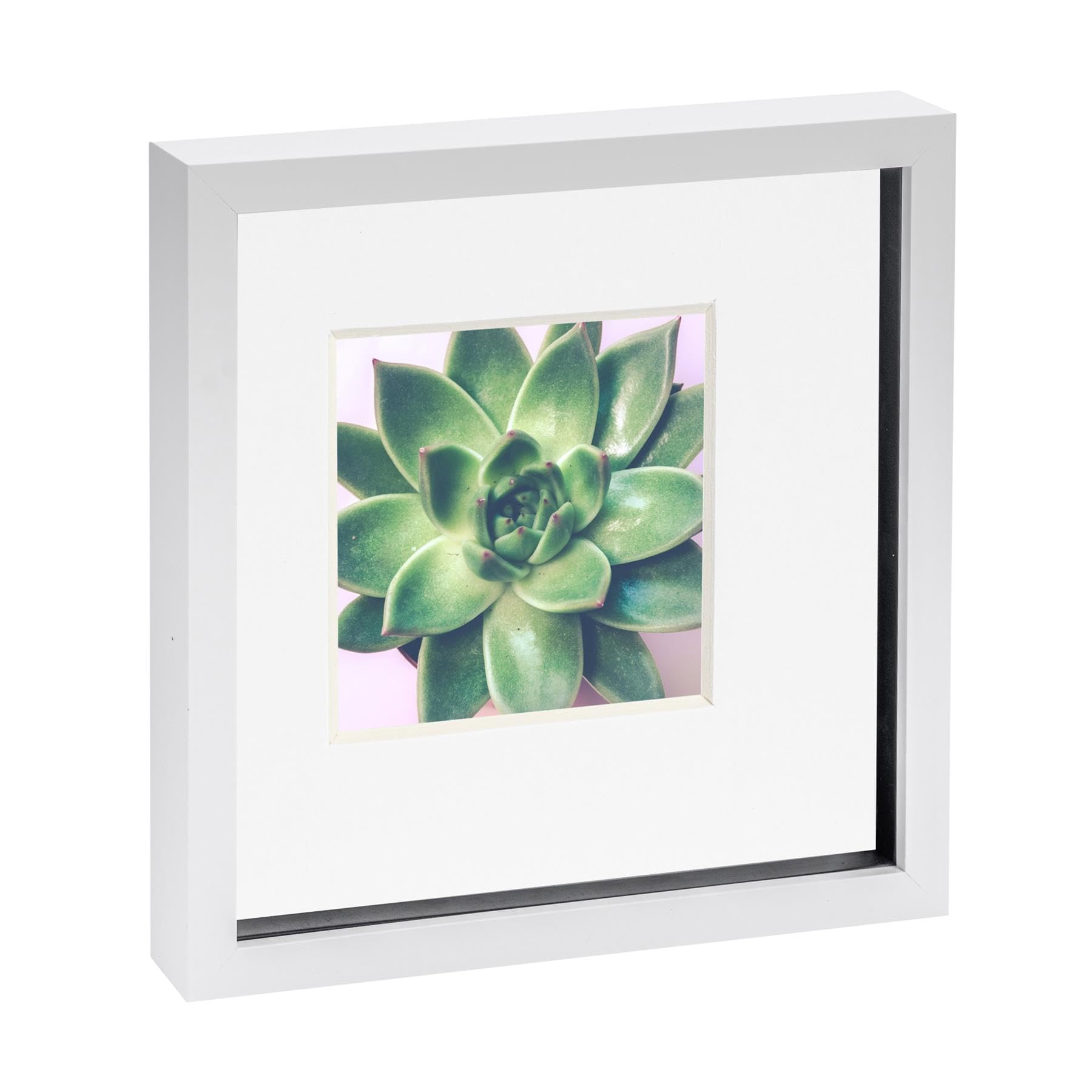 Nicola Spring White Acrylic 3D Box Photo Frame - 10 x 10" with 6 x 6" Mount